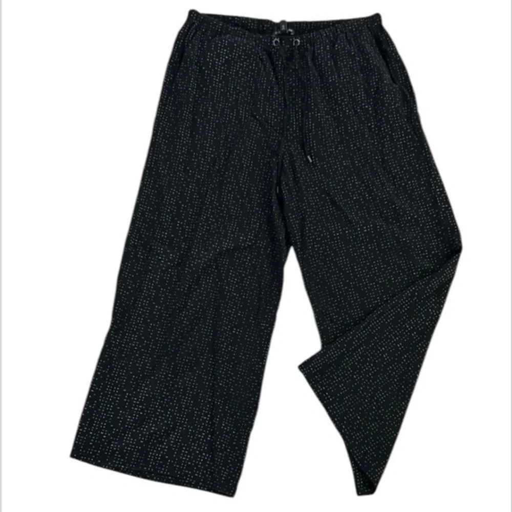 Eileen Fisher Morse code wide leg tencel pull on draw string pants size medium